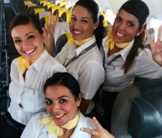 Profly Academy cabin crew students onboard aircraft